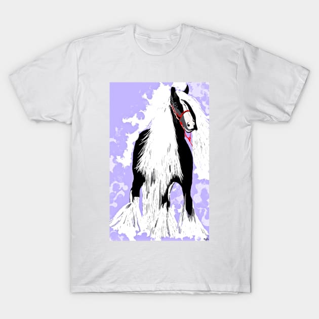 Friesian Horse in Black and White T-Shirt by Overthetopsm